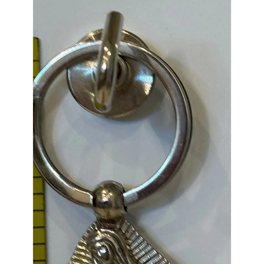 Our Lady of Guadalupe Religious Keychain Silver Tone Yellow Holographic Image